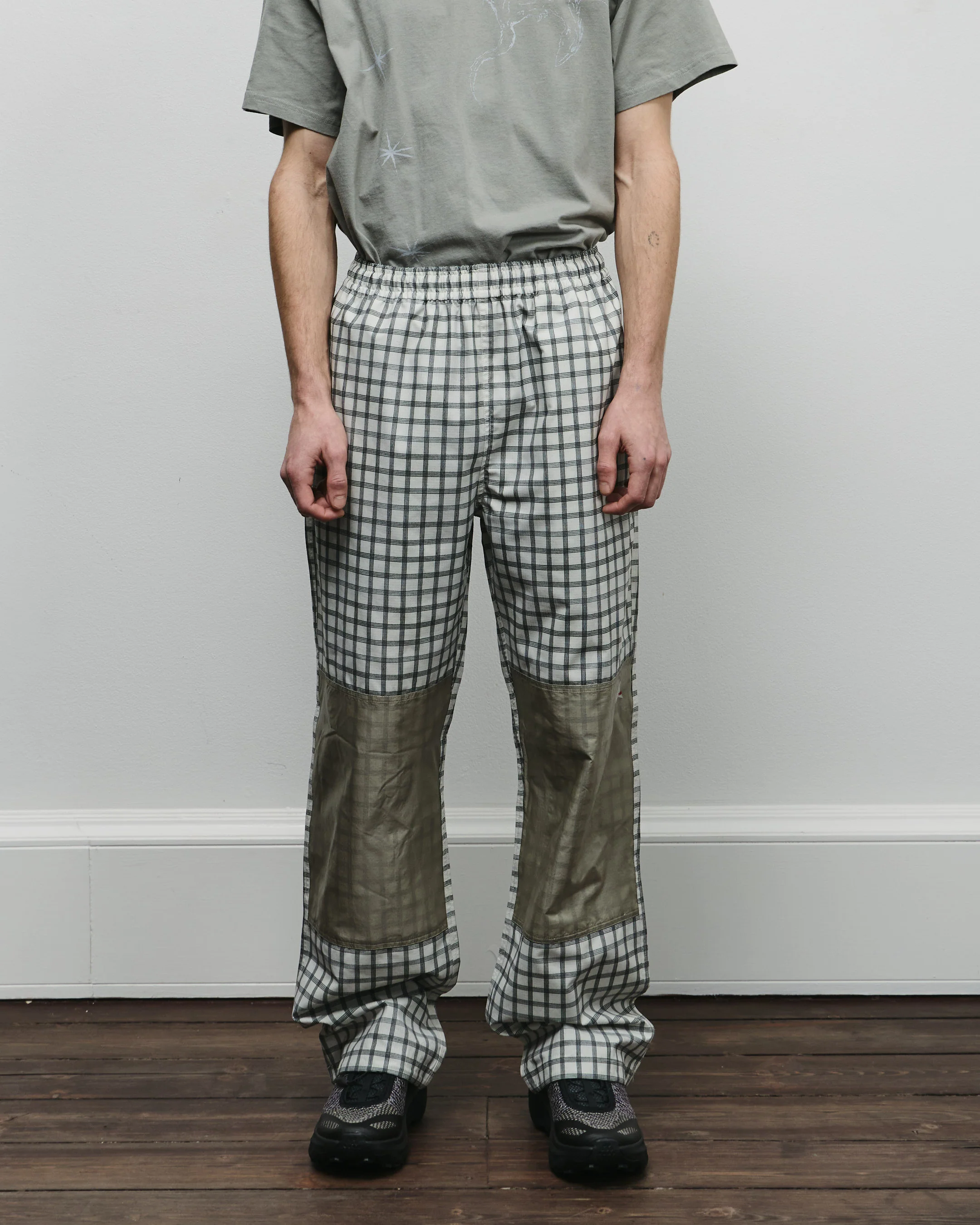 Aair Floweave Printed Check Elasticated Waistband Pants - Image 5