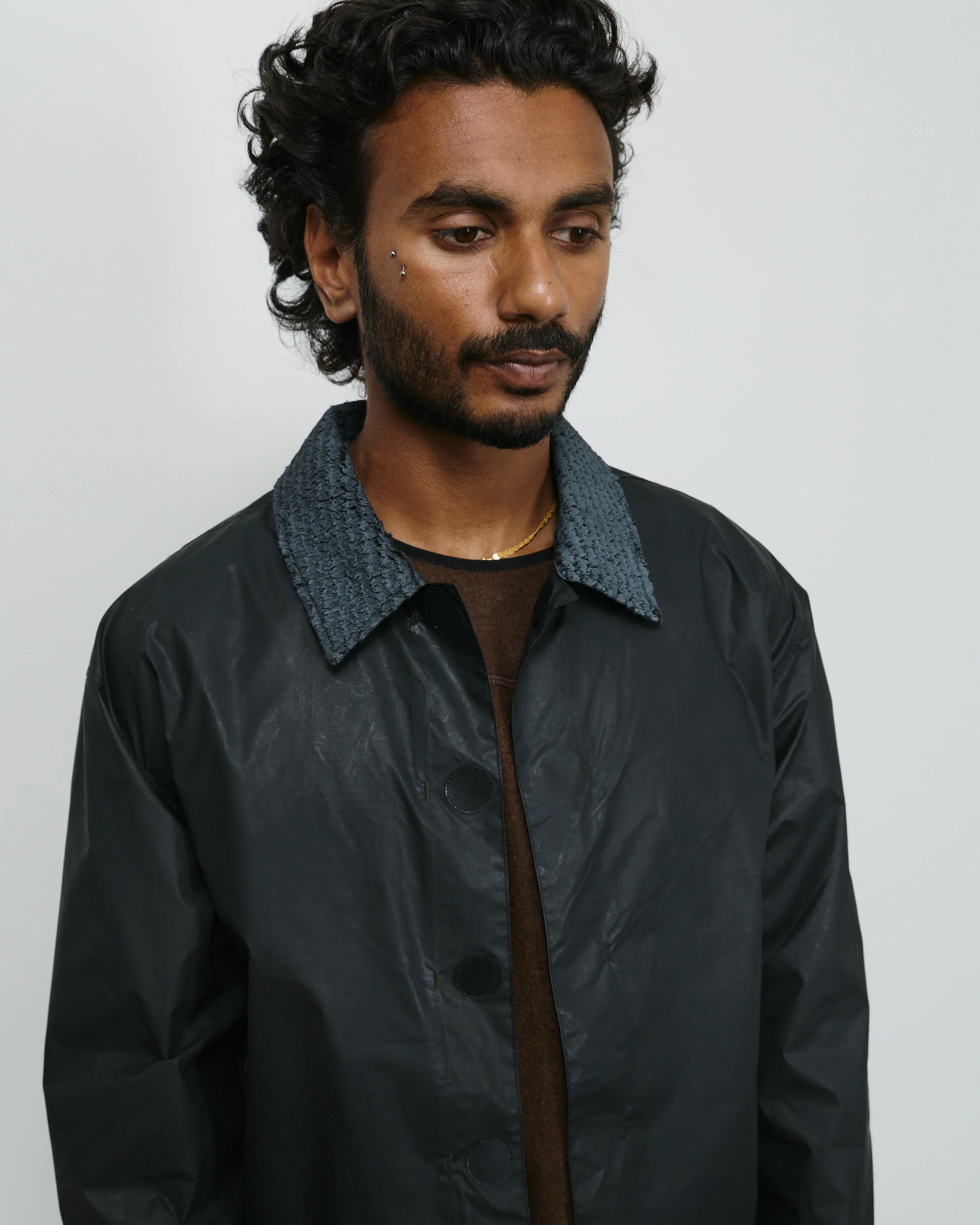 Spinn Alpha Collar Overshirt - Black - Image 4