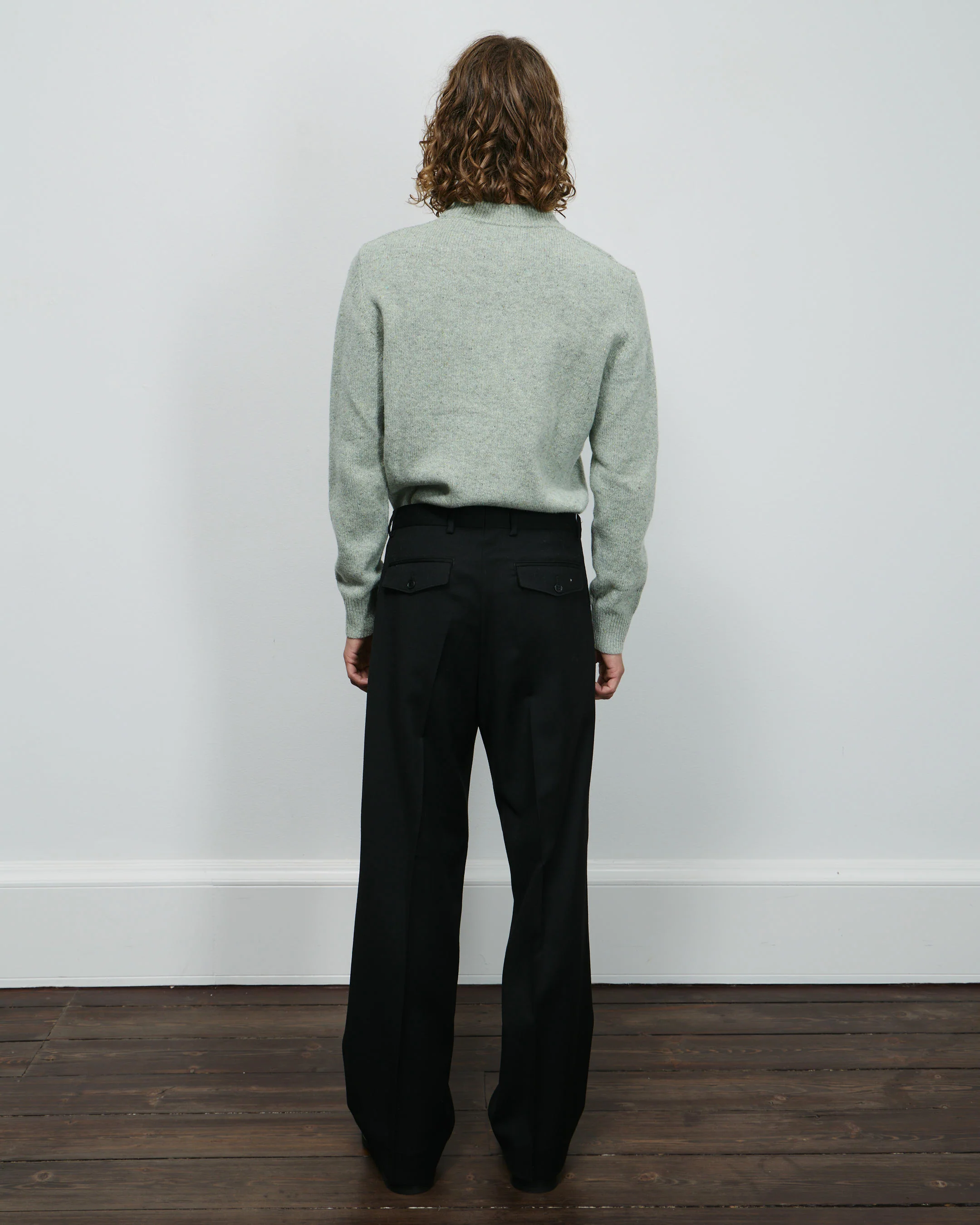 Wide Pleated Trouser - Black - Image 3