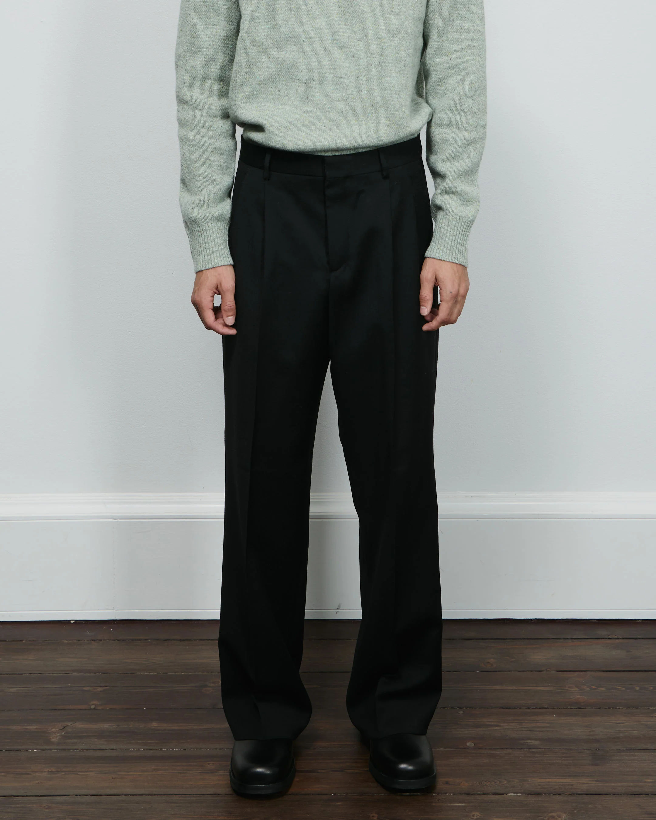 Wide Pleated Trouser - Black - Image 6